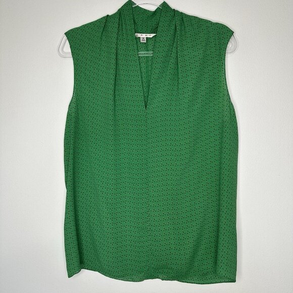 CAbi Silk Blouse Green Cap Sleeve Lightweight Medium - Picture 1 of 10